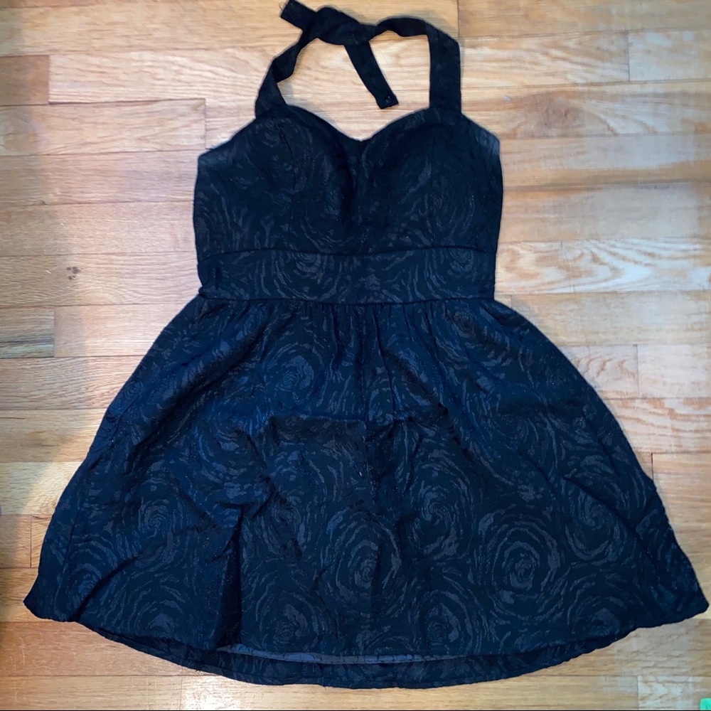 Black Halter A Line Dress